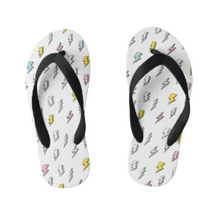 Cute Doodle Lightning Bolt Pattern Kid's Flip Flops