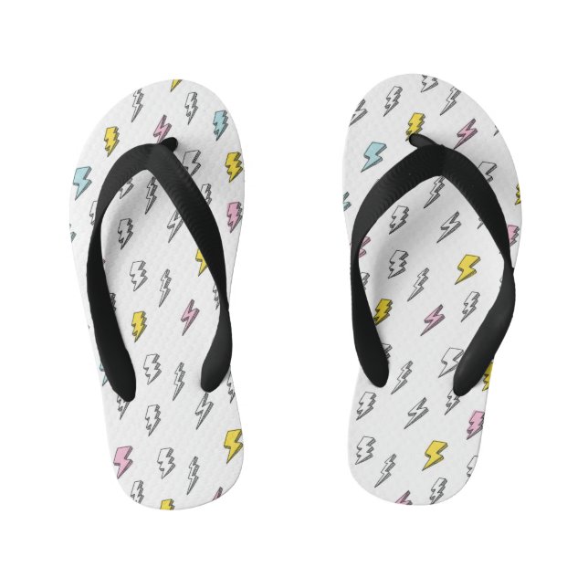Cute Doodle Lightning Bolt Pattern Kid's Flip Flops (Footbed)