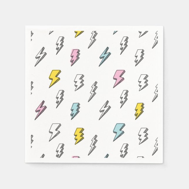 Cute Doodle Lightning Bolt Pattern Napkin (Front)