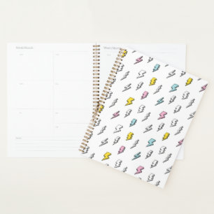 Cute Doodle Lightning Bolt Pattern Planner
