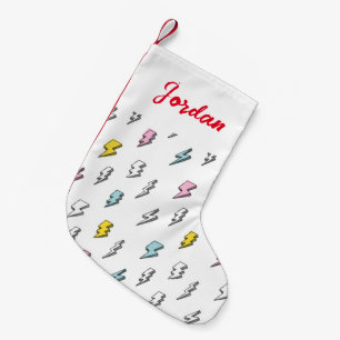 Cute Doodle Lightning Bolt Pattern Small Christmas Stocking