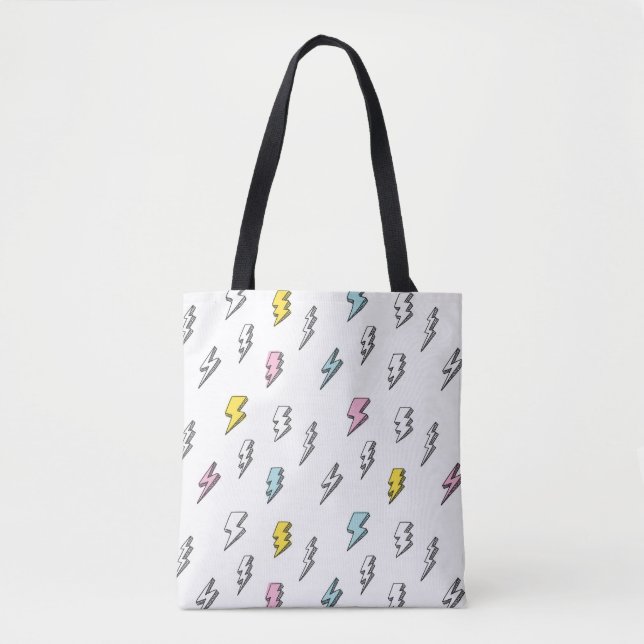 Cute Doodle Lightning Bolt Pattern Tote Bag (Front)