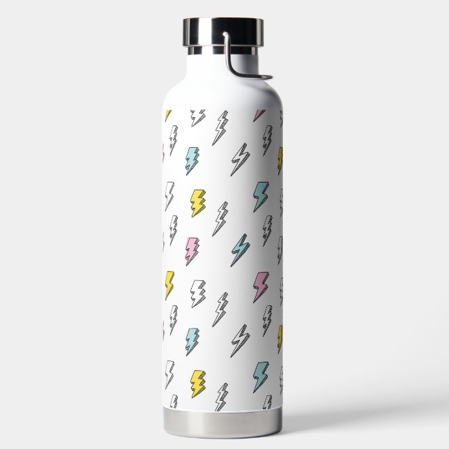 Cute Doodle Lightning Bolt Pattern Water Bottle (Left)
