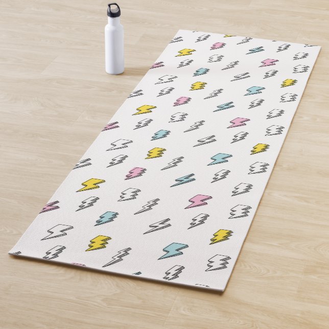Cute Doodle Lightning Bolt Pattern Yoga Mat (In Situ)