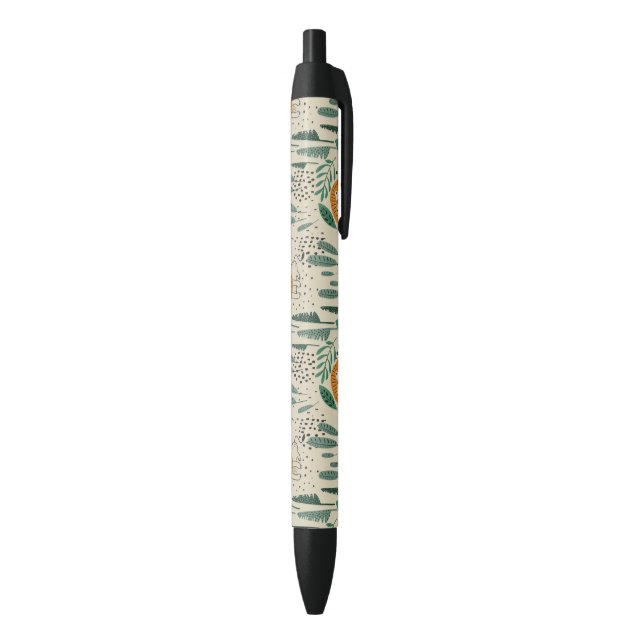 Cute Doodle Lion Jungle Rainforest Pattern Black Ink Pen (Bottom (Vertical))