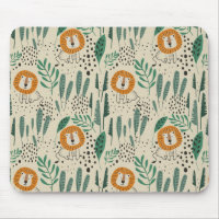 Cute Doodle Lion Jungle Rainforest Pattern