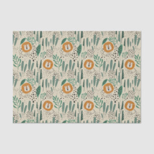 Cute Doodle Lion Jungle Rainforest Pattern Tissue Paper