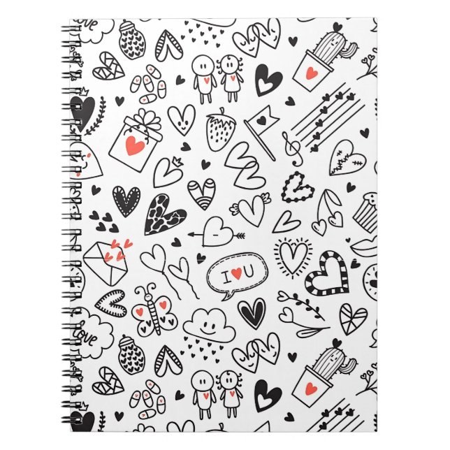 Cute Doodle Love Notebook Journal (Front)