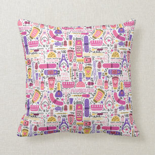 Cute Doodle Manicure Pattern Cushion