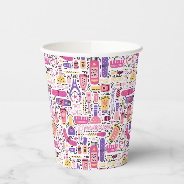 Cute Doodle Manicure Pattern Paper Cups (Left)