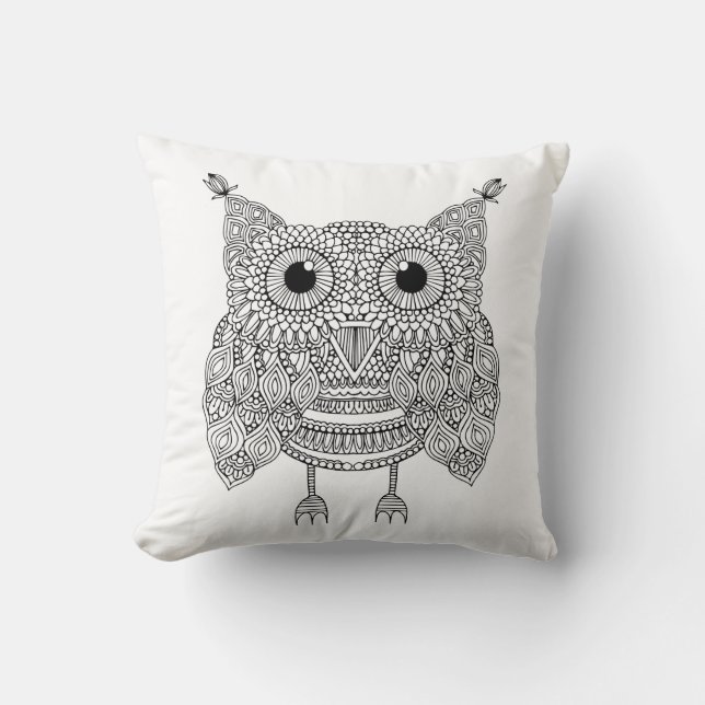 Cute Doodle Owl Cushion (Front)