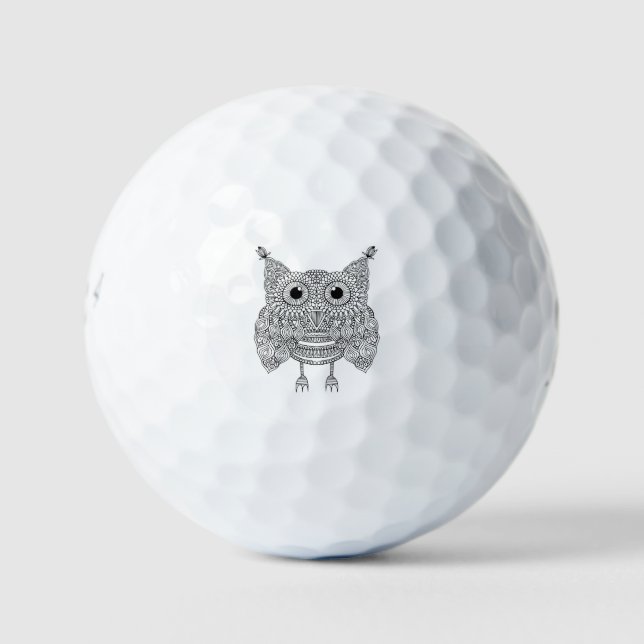 Cute Doodle Owl Golf Balls (Front)
