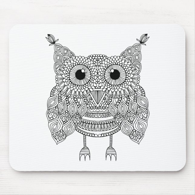 Cute Doodle Owl Mouse Mat (Front)