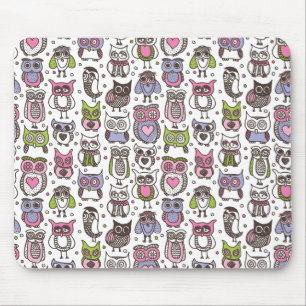 Cute doodle owl pattern mouse pad