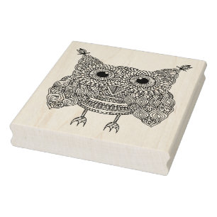 Cute Doodle Owl Rubber Stamp