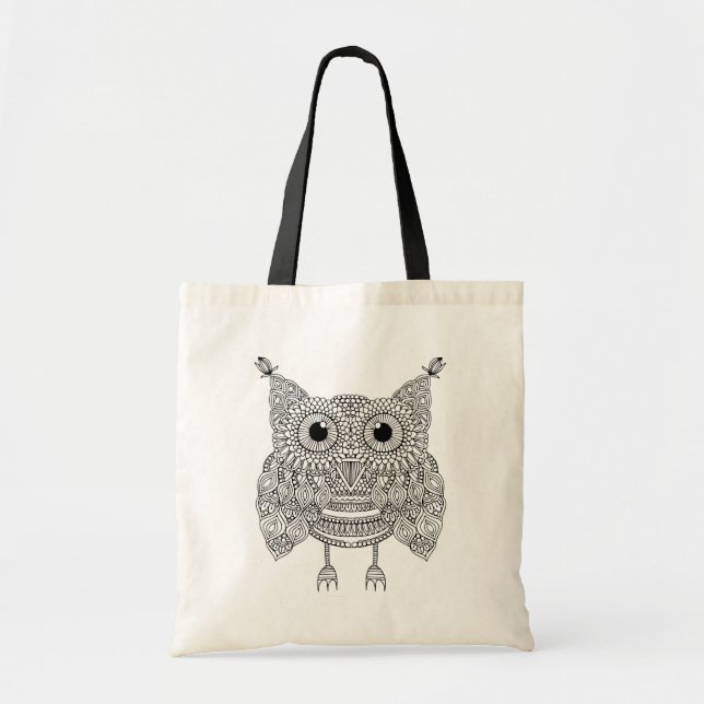 Cute Doodle Owl Tote Bag (Front)