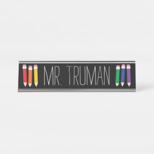Cute Doodle Pencils Teacher Name Plate