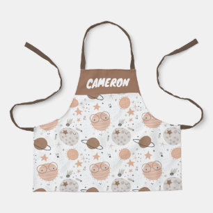 Cute Doodle Planet Pattern Apron