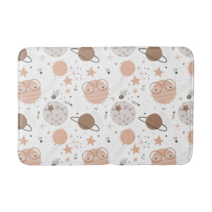 Cute Doodle Planet Pattern Bath Mat