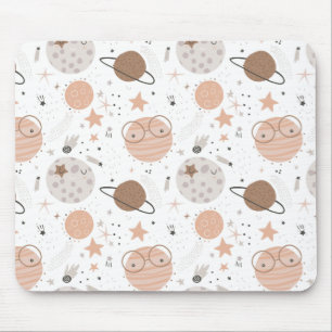 Cute Doodle Planet Pattern Mouse Mat
