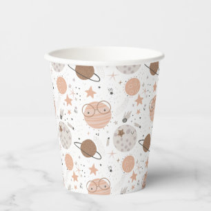 Cute Doodle Planet Pattern Paper Cups