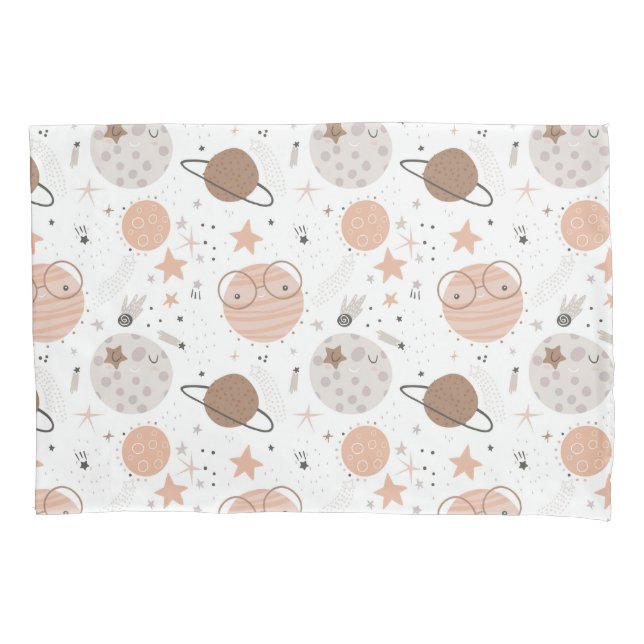 Cute Doodle Planet Pattern Pillowcase (Front)