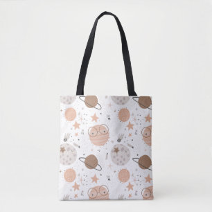 Cute Doodle Planet Pattern Tote Bag