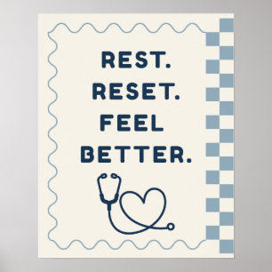 Cute Doodle Rest, Reset, Feel Better School Nurse Poster