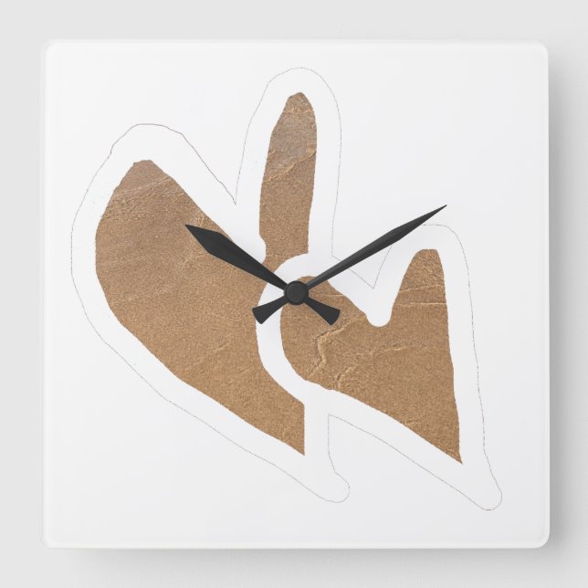 Cute Doodle Sand Hearts Coastal Sandy Beach 2021 Square Wall Clock (Front)