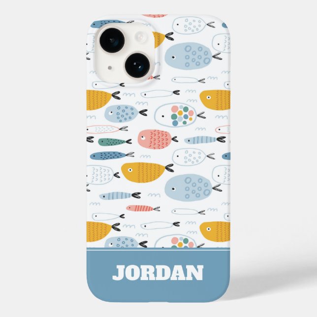 Cute Doodle School of Fish Pattern Case-Mate iPhone Case (Back)
