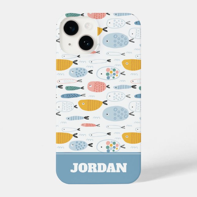 Cute Doodle School of Fish Pattern iPhone Case (Back)