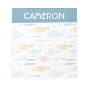 Cute Doodle School of Fish Pattern Notepad