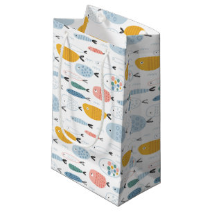 Cute Doodle School of Fish Pattern Small Gift Bag