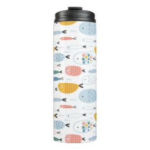 Cute Doodle School of Fish Pattern Thermal Tumbler