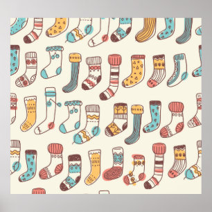 Cute Doodle Socks: Scandinavian Simplicity. Poster
