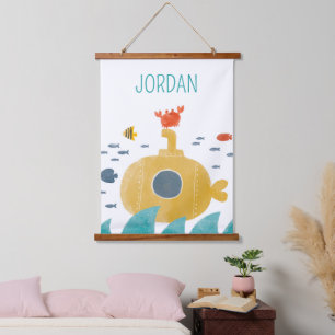 Cute Doodle Submarine   Explore Hanging Tapestry