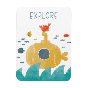 Cute Doodle Submarine Explore Magnet