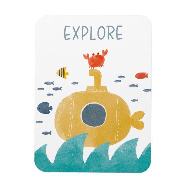 Cute Doodle Submarine | Explore Magnet (Vertical)