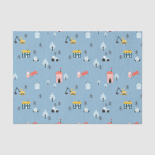 Cute Doodle Town Scene Pattern Tissue Paper