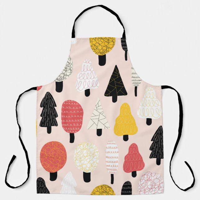 Cute doodle trees seamless vintage pattern. Repeat Apron (Front)