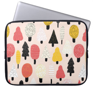 Cute doodle trees seamless vintage pattern. Repeat Laptop Sleeve