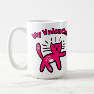 Cute doodle valentine cat coffee mug