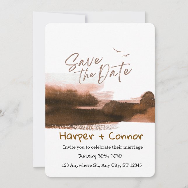 Cute Doodle Wedding Save the Date Invitation (Front)