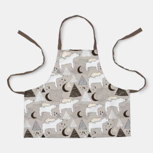 Cute Doodle Woodland Bear Pattern Apron