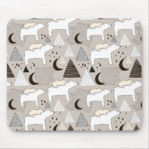 Cute Doodle Woodland Bear Pattern Mouse Mat