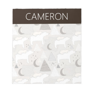 Cute Doodle Woodland Bear Pattern Notepad