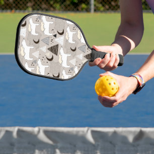 Cute Doodle Woodland Bear Pattern Pickleball Paddle