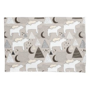 Cute Doodle Woodland Bear Pattern Pillowcase