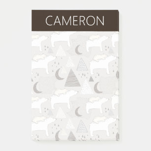 Cute Doodle Woodland Bear Pattern Post-it Notes