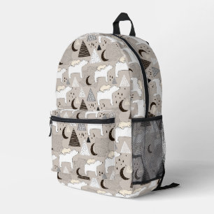 Cute Doodle Woodland Bear Pattern Printed Backpack